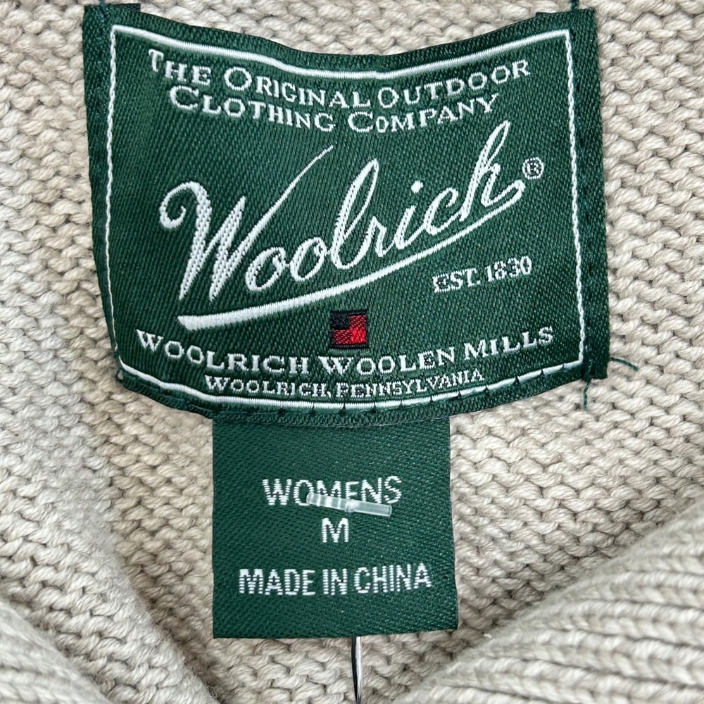 Woolrich Womens Stony Valley Cotton Button Collar Tan Beige Sweater Medium - Picture 5 of 11